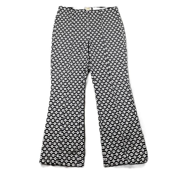Anthropologie Maeve The Margot Kick Flare Pants Daises Black White Medium I119 - Picture 1 of 12